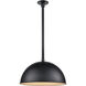 R Series Satin Black 18 inch Wide Deep Bowl Warehouse Shade